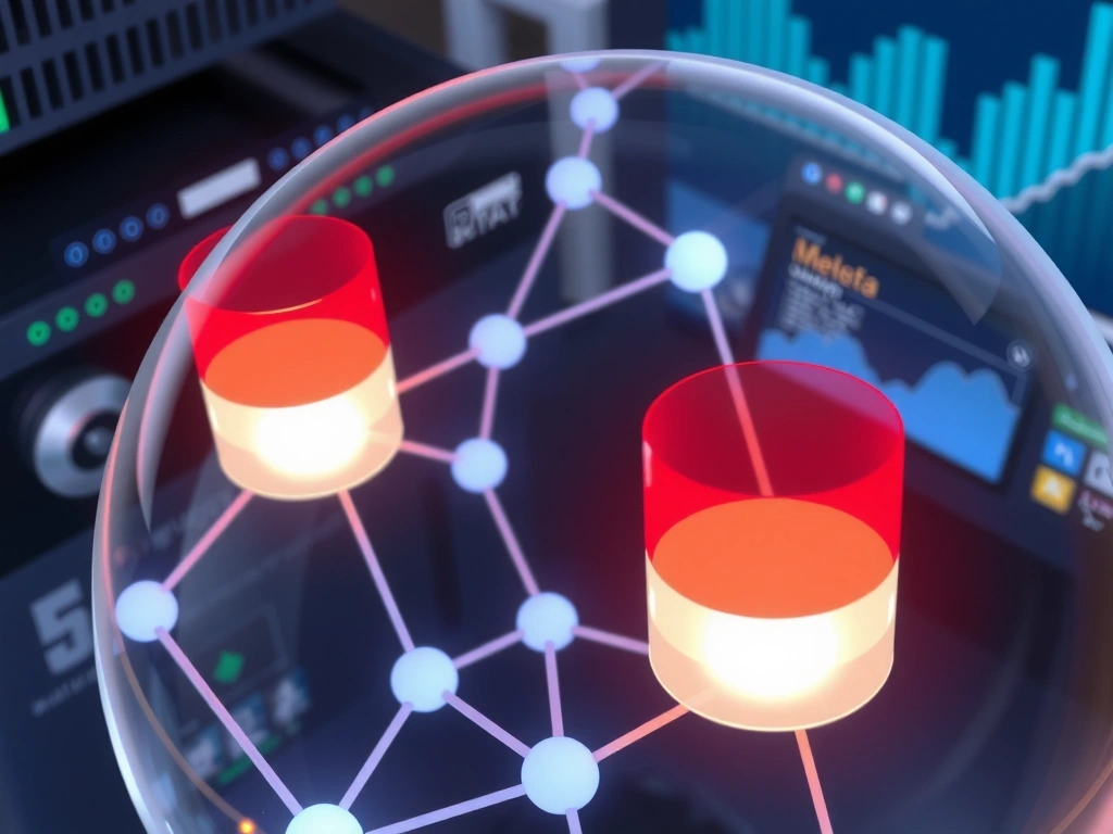 Grafika przedstawiająca bezpieczne połączenie danych między serwerami, symbolizująca odpowiedzialne udostępnianie